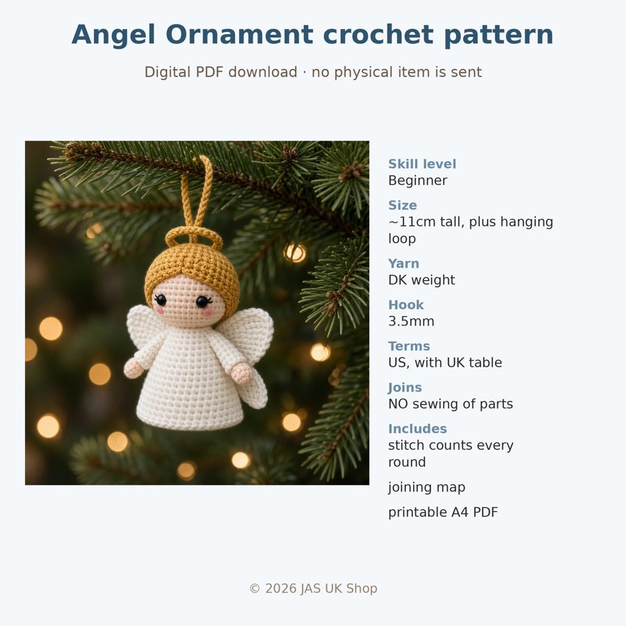 Crochet angel Christmas ornament, photo 4