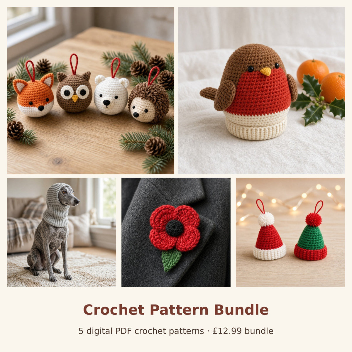 Christmas Crochet Pattern Bundle of 5
