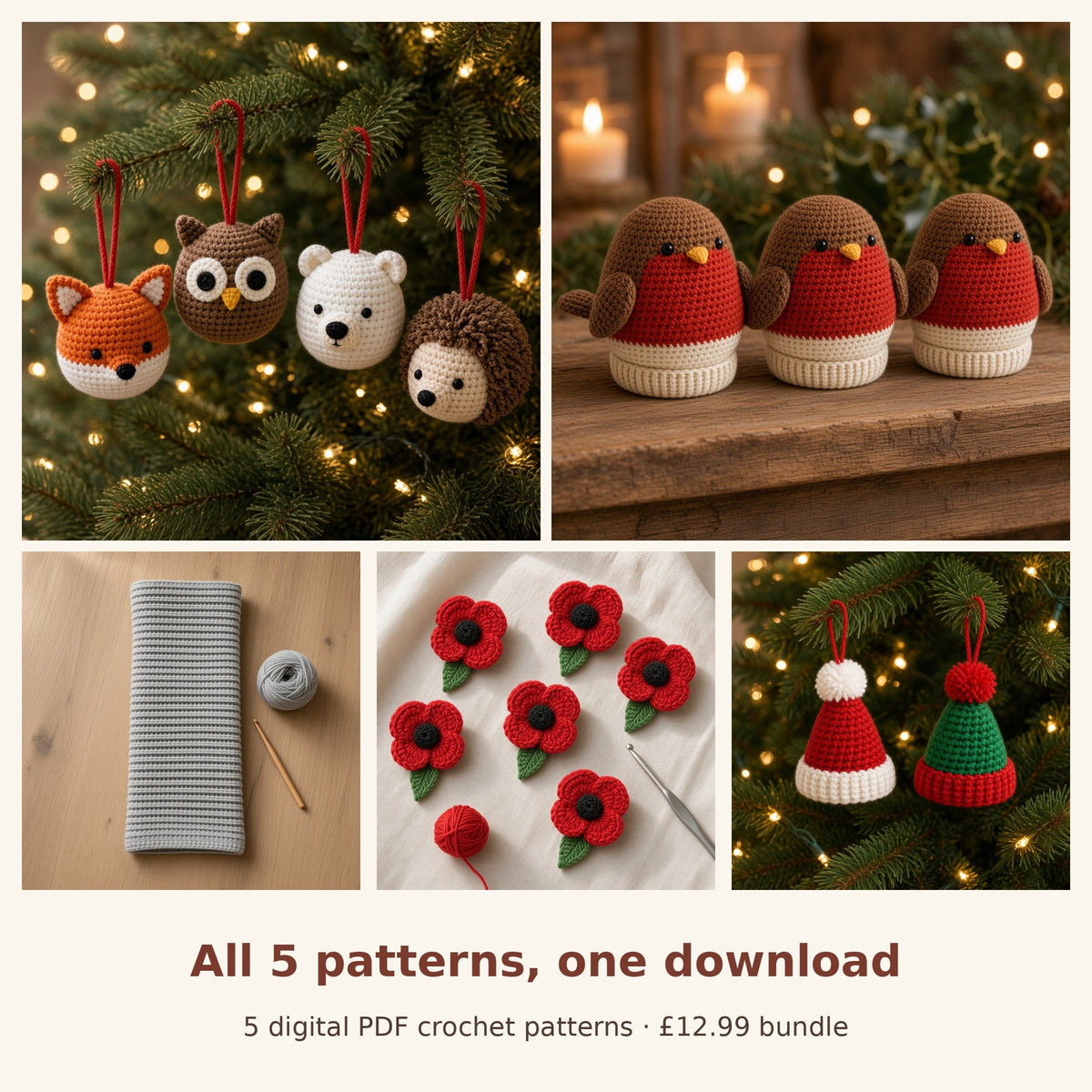 Christmas Crochet Pattern Bundle of 5, photo 2