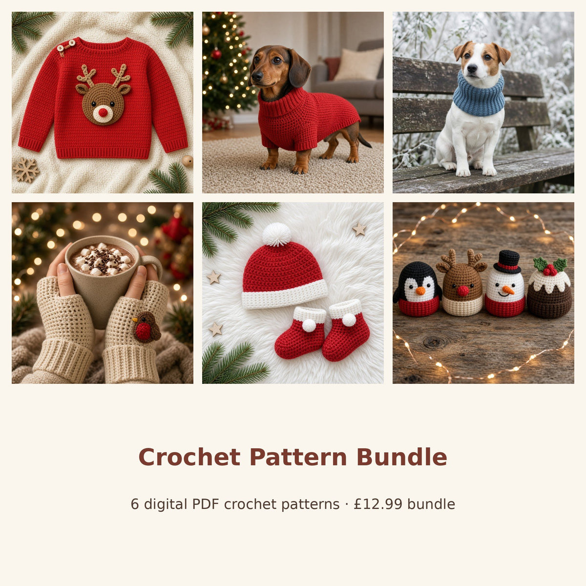 Christmas Crochet Pattern Bundle of 6