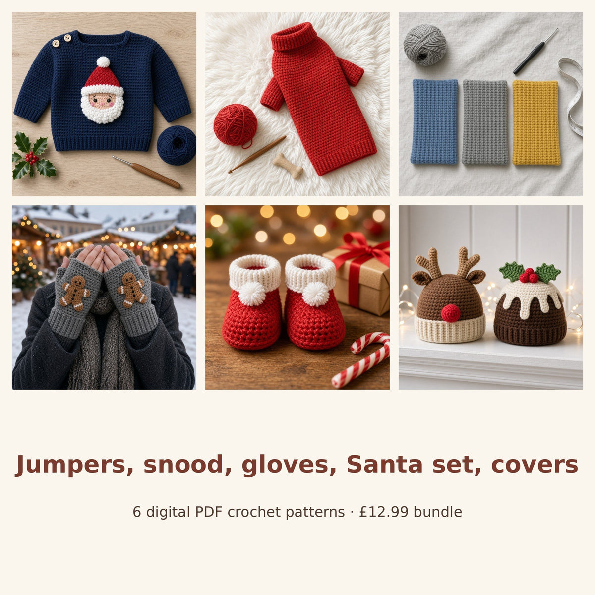 Christmas Crochet Pattern Bundle of 6, photo 3
