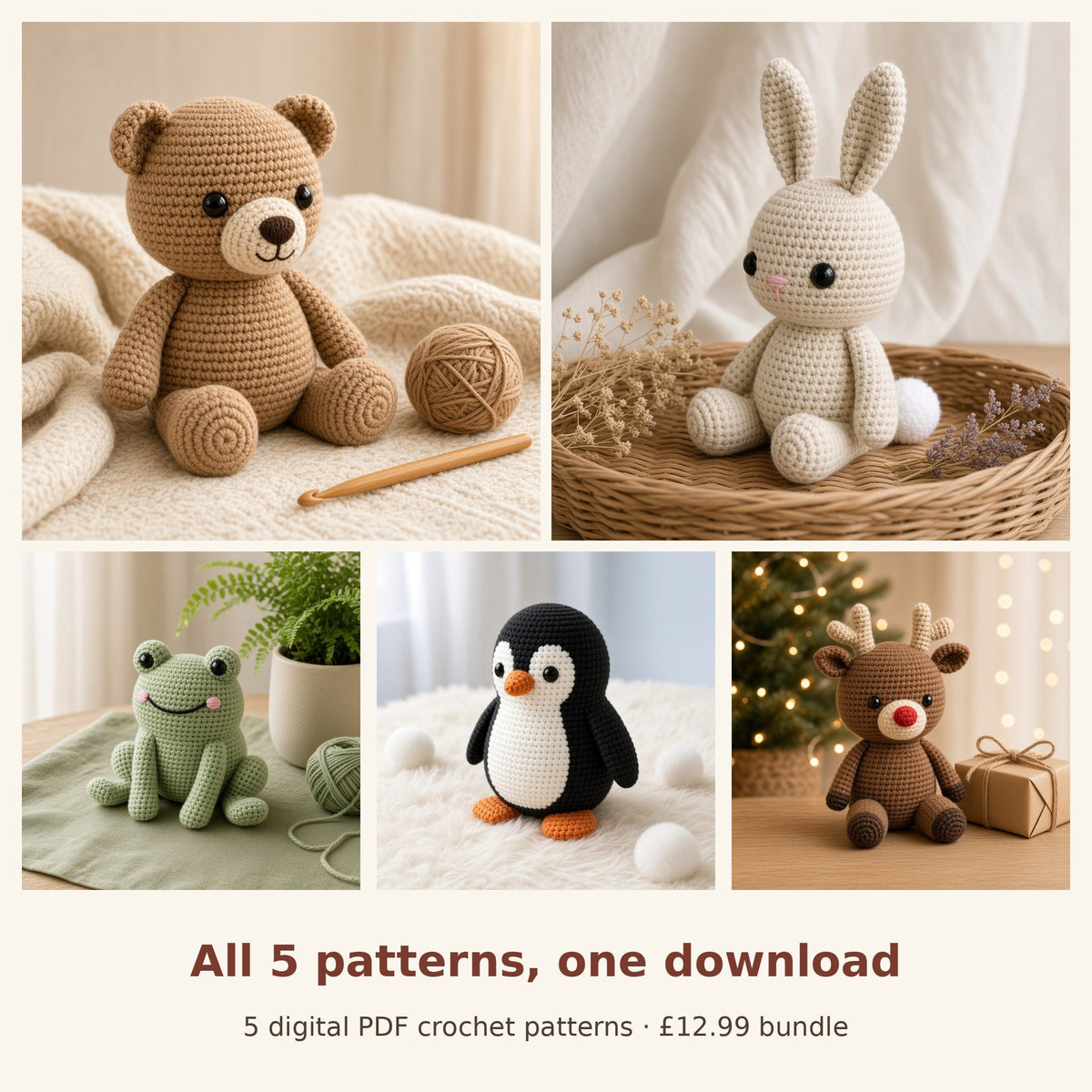 No Sew Amigurumi Crochet Pattern Bundle of 5, photo 2