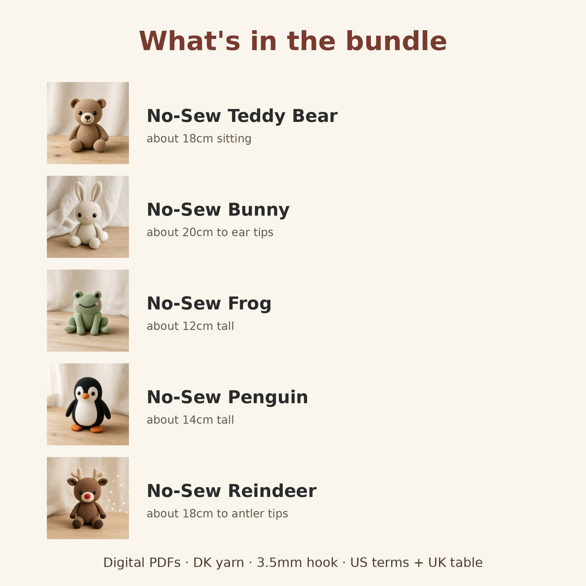 No Sew Amigurumi Crochet Pattern Bundle of 5, photo 4