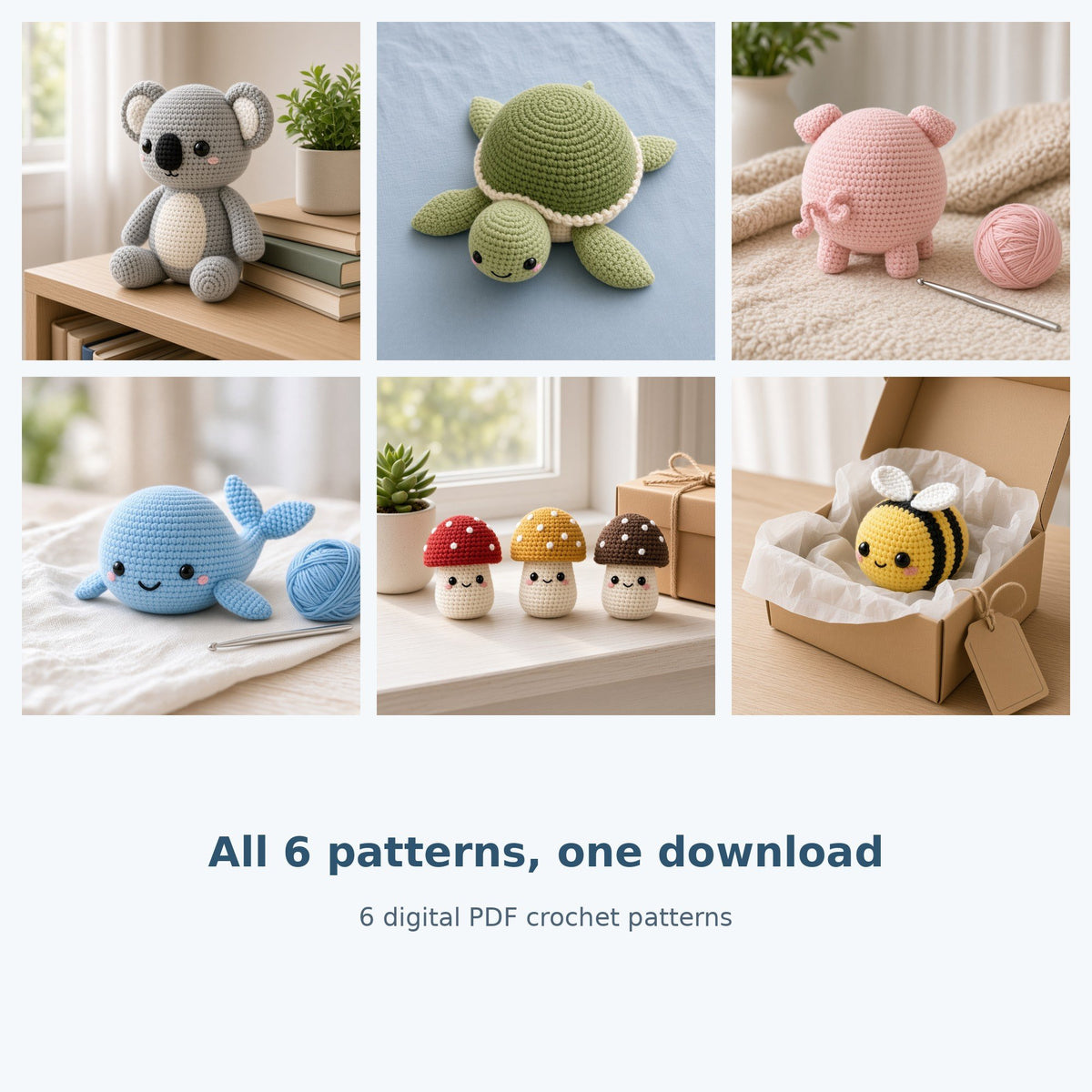 Easy Amigurumi Crochet Pattern Bundle of 6, photo 2