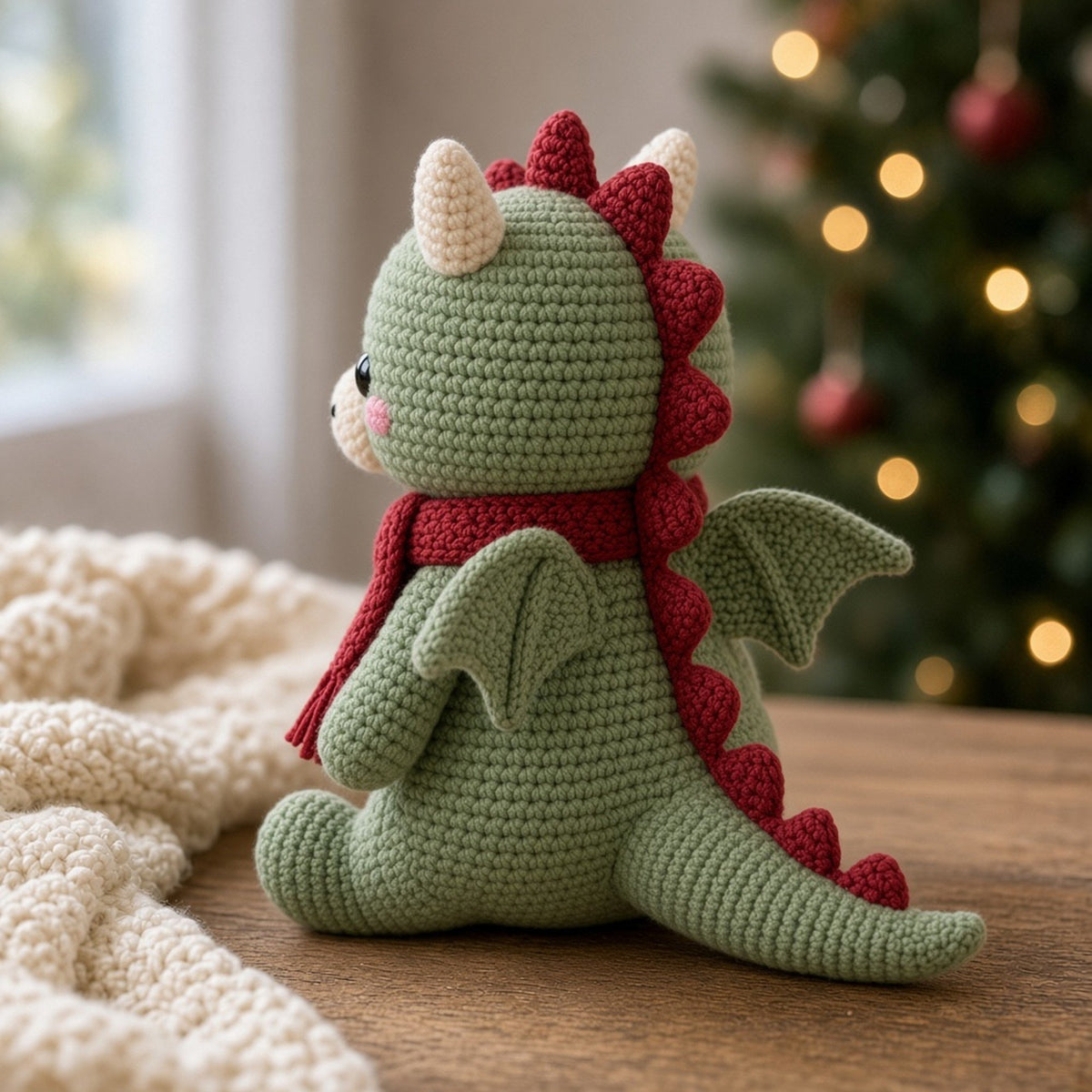 Christmas Baby Dragon with Scarf, crochet pattern, photo 2