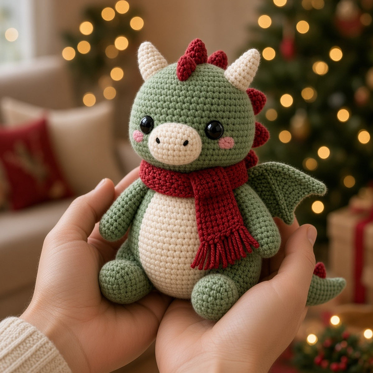 Christmas Baby Dragon with Scarf, crochet pattern, photo 3