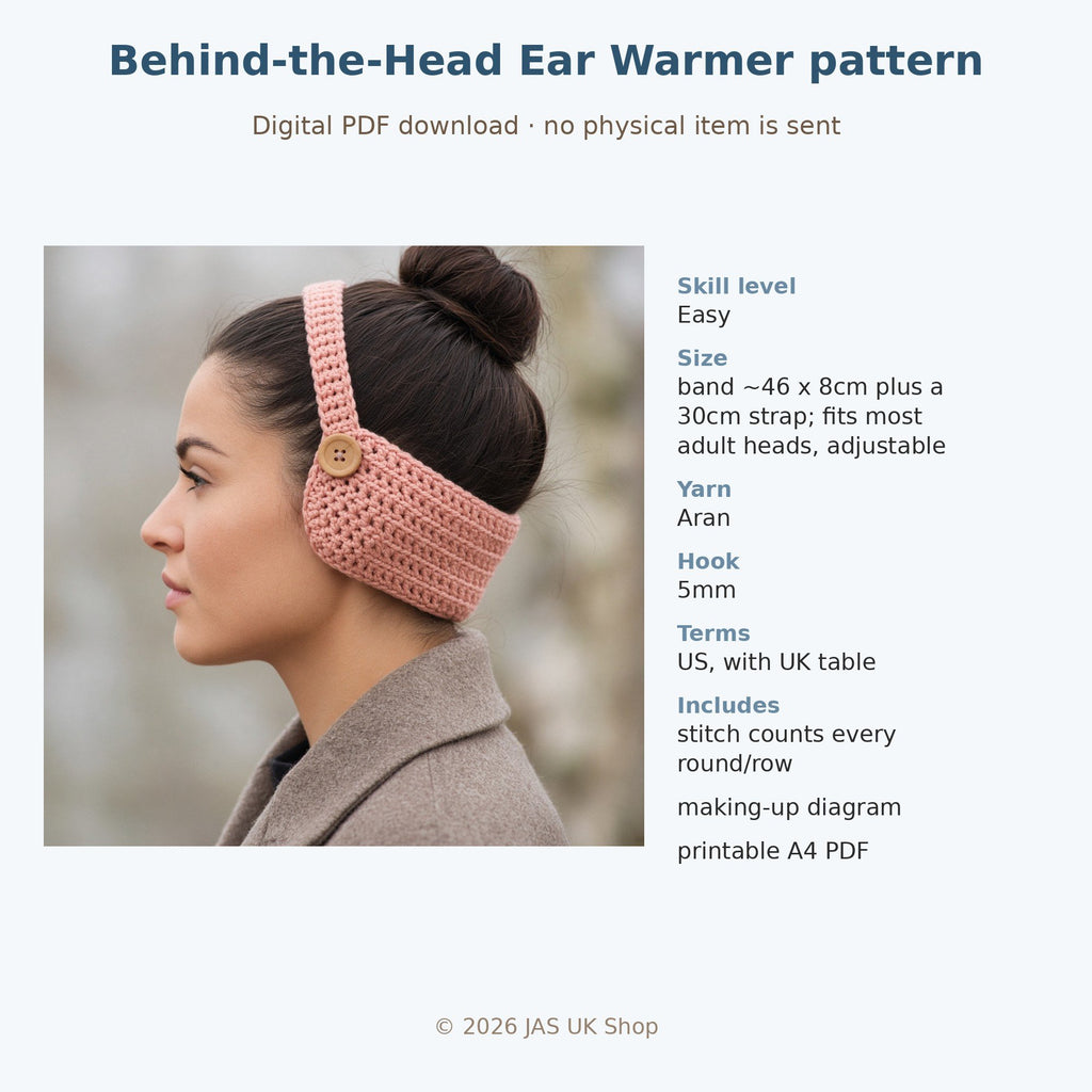 Behind the Head Ear Warmer, crochet pattern, photo 4