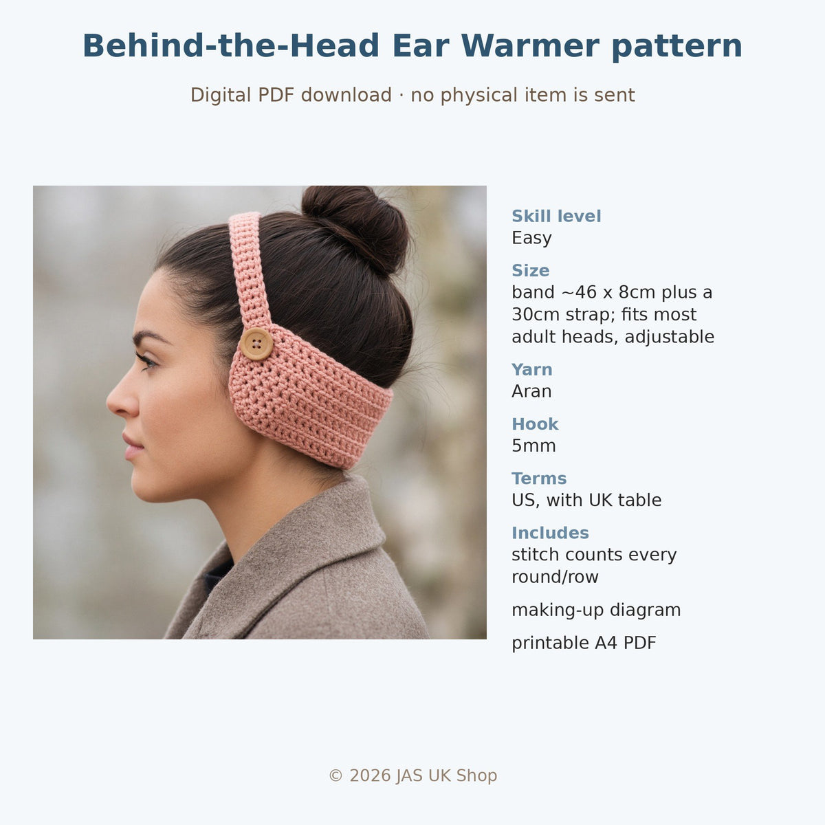 Behind the Head Ear Warmer, crochet pattern, photo 4
