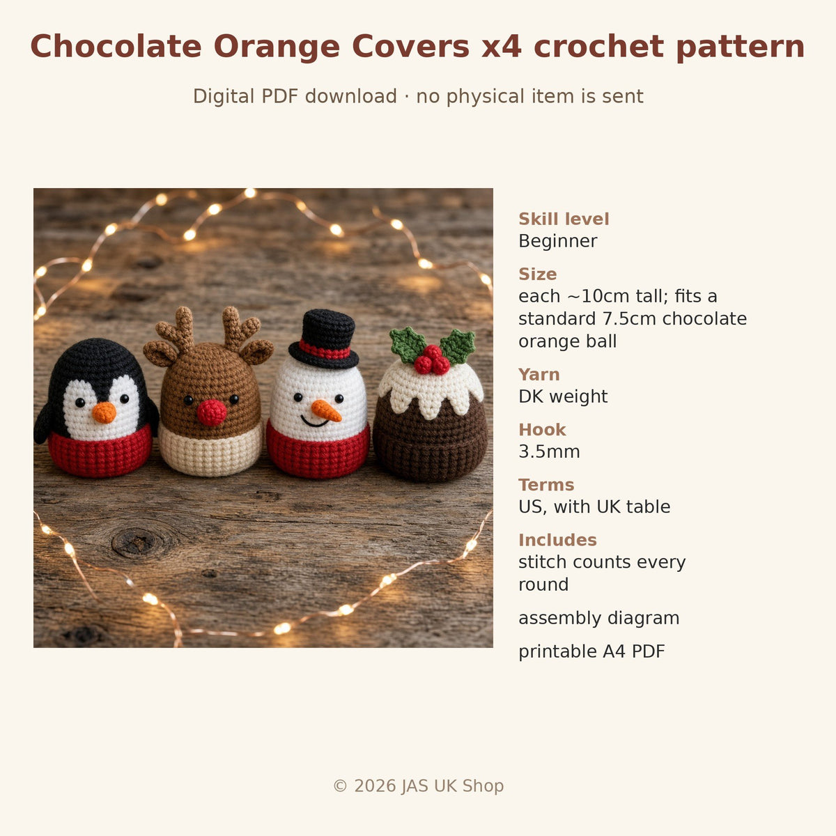 Chocolate Orange Cover Set of 4, crochet pattern, photo 4
