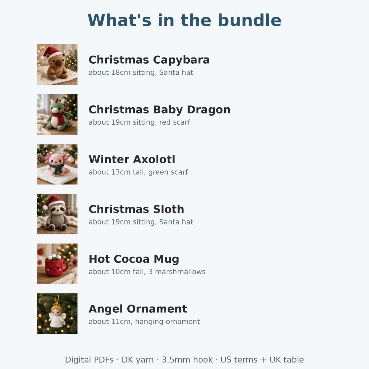 Cosy Christmas Crochet Pattern Bundle of 6, photo 4