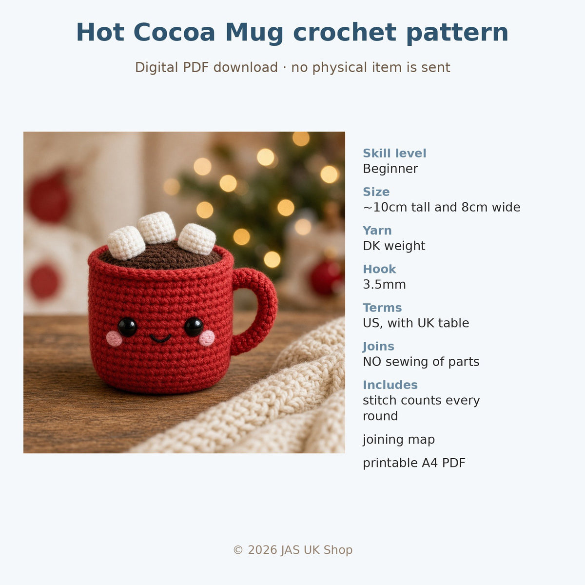 Hot Cocoa Mug, crochet pattern, photo 4