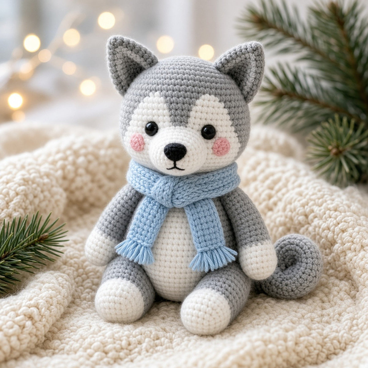 No Sew Husky with Scarf, crochet pattern
