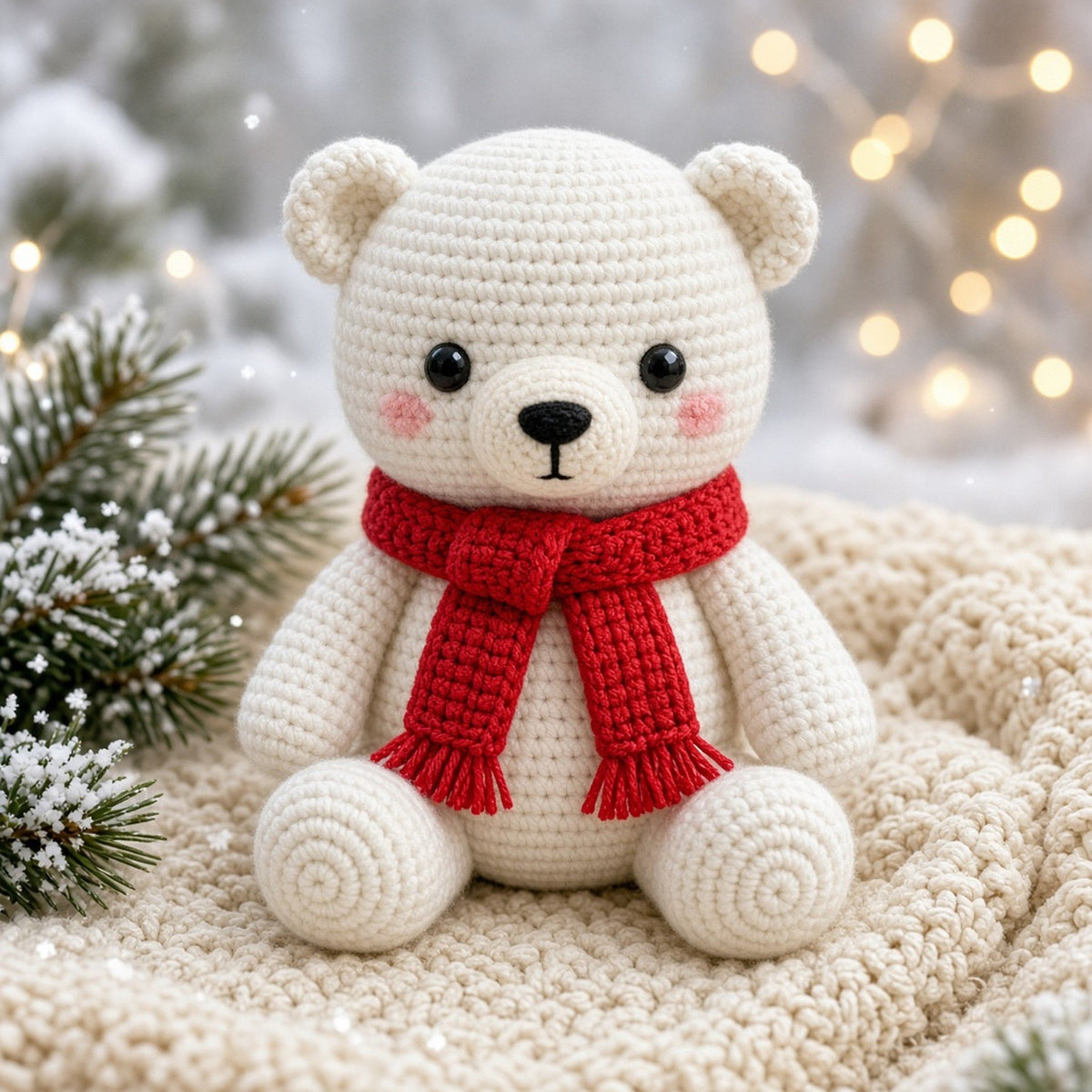 No Sew Polar Bear with Scarf, crochet pattern
