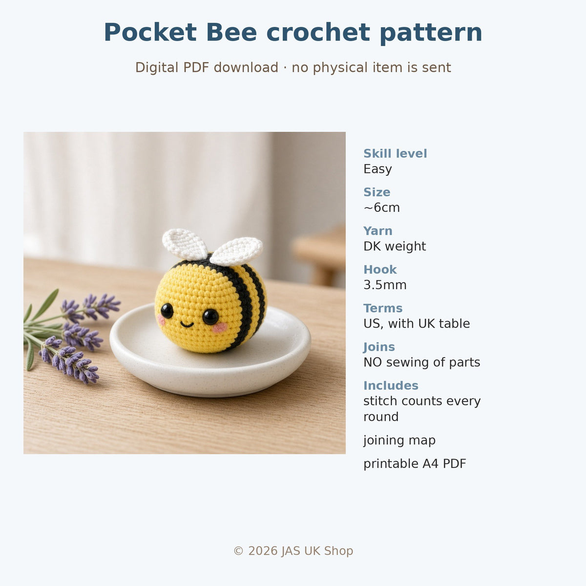 Pocket Bee, crochet pattern, photo 4