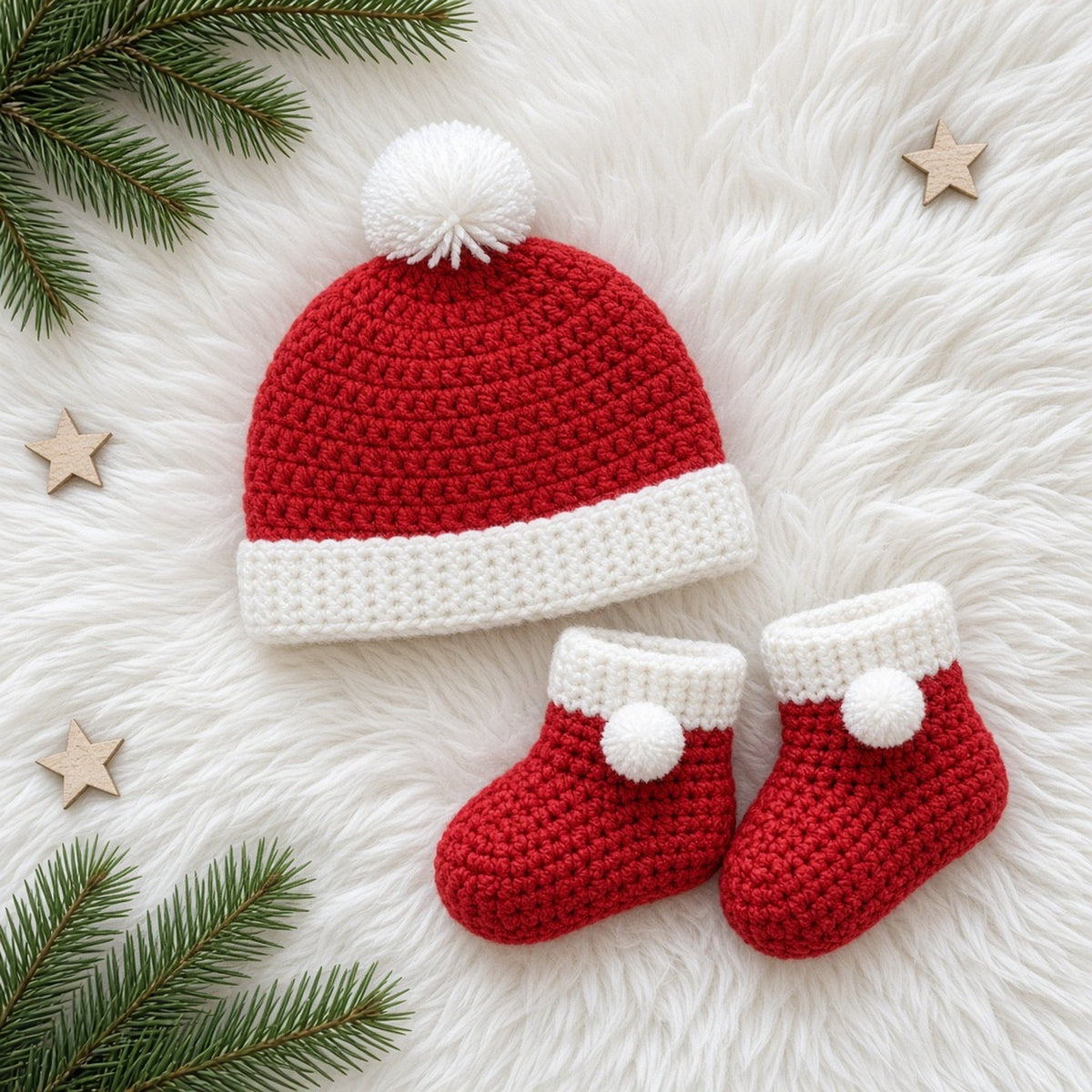 Santa Baby Hat and Booties, crochet pattern