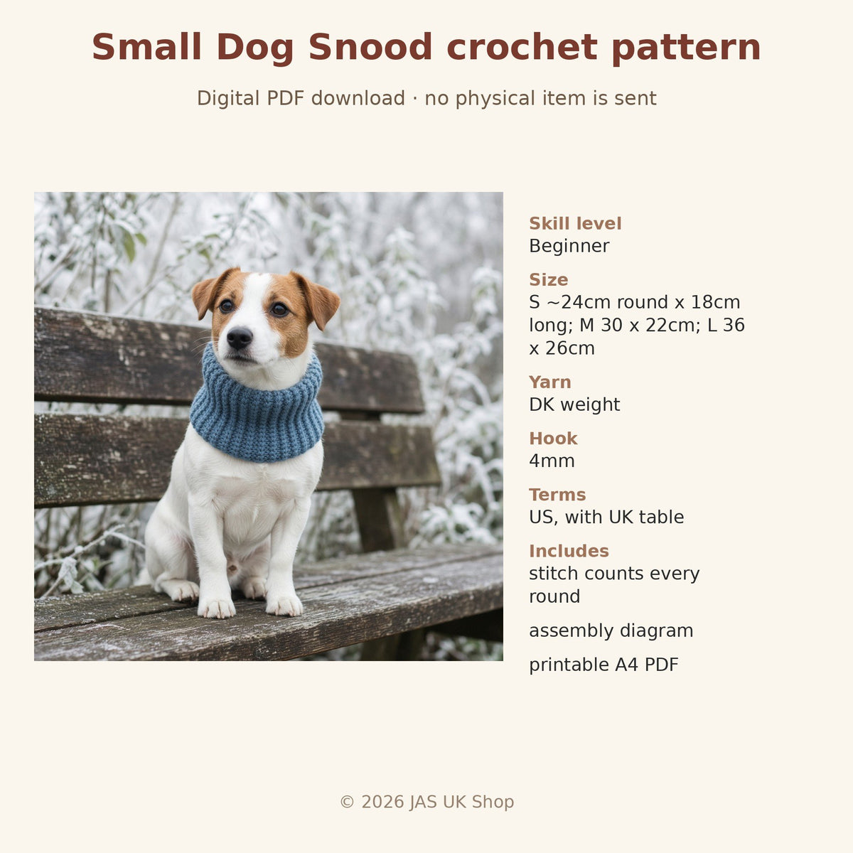 Small Dog Snood, crochet pattern, photo 4
