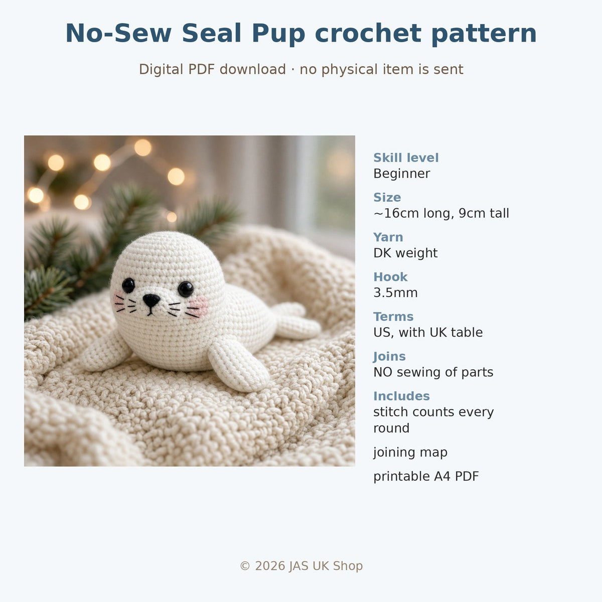 No Sew Seal Pup, crochet pattern, photo 4