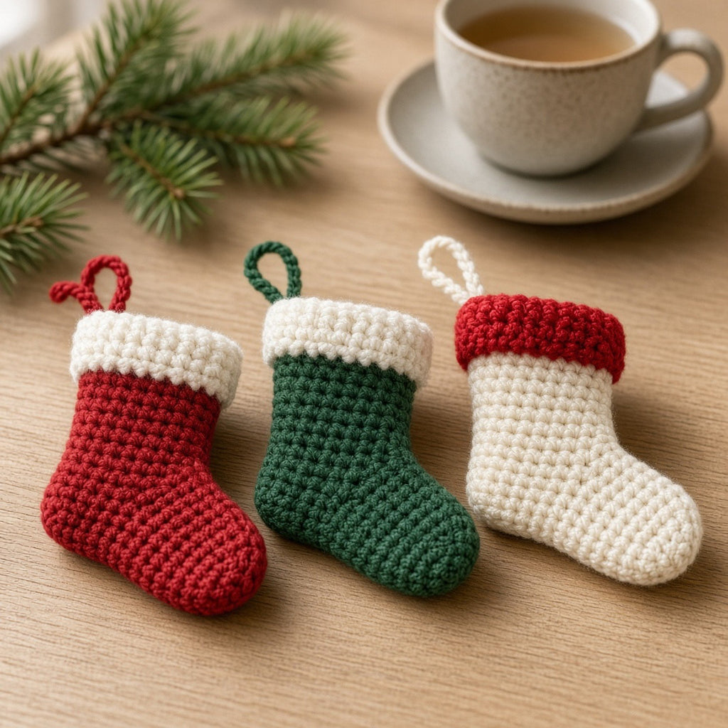 Mini Christmas Stocking, crochet pattern