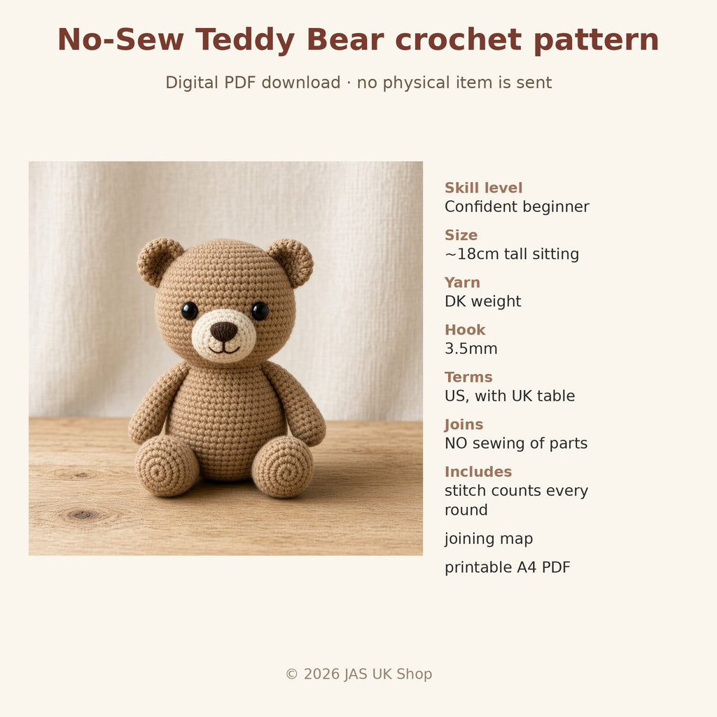 No Sew Teddy Bear, crochet pattern, photo 4