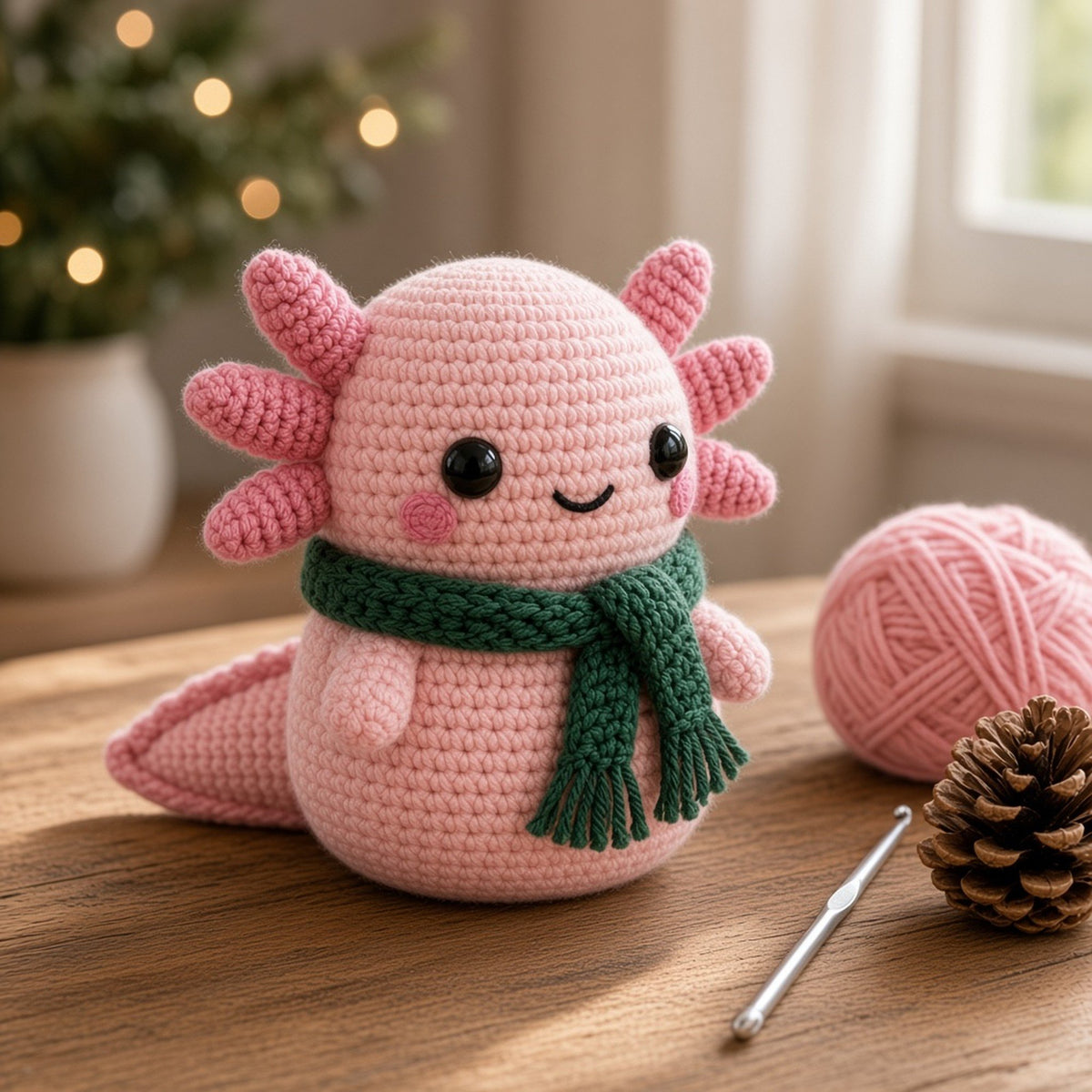 Winter Axolotl with Scarf, crochet pattern, photo 2