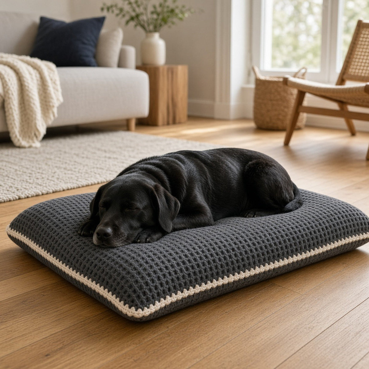 Waffle Stitch Dog Bed Cover, crochet pattern