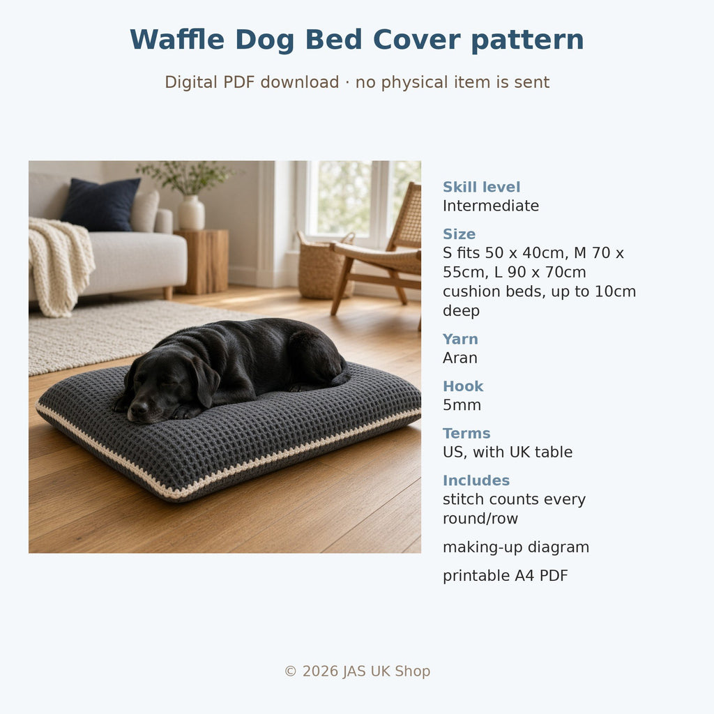 Waffle Stitch Dog Bed Cover, crochet pattern, photo 4
