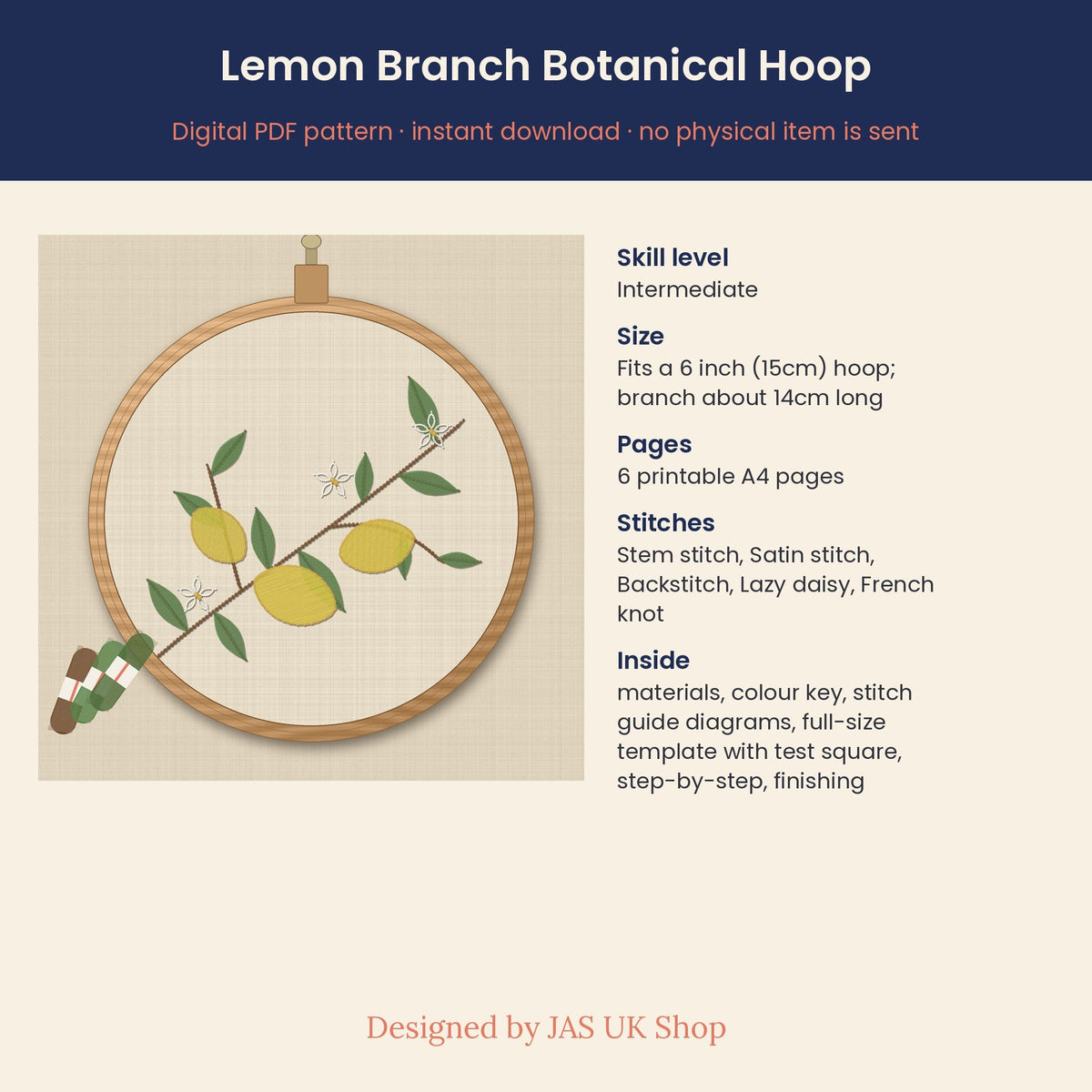 Lemon Branch Botanical, embroidery pattern, photo 4