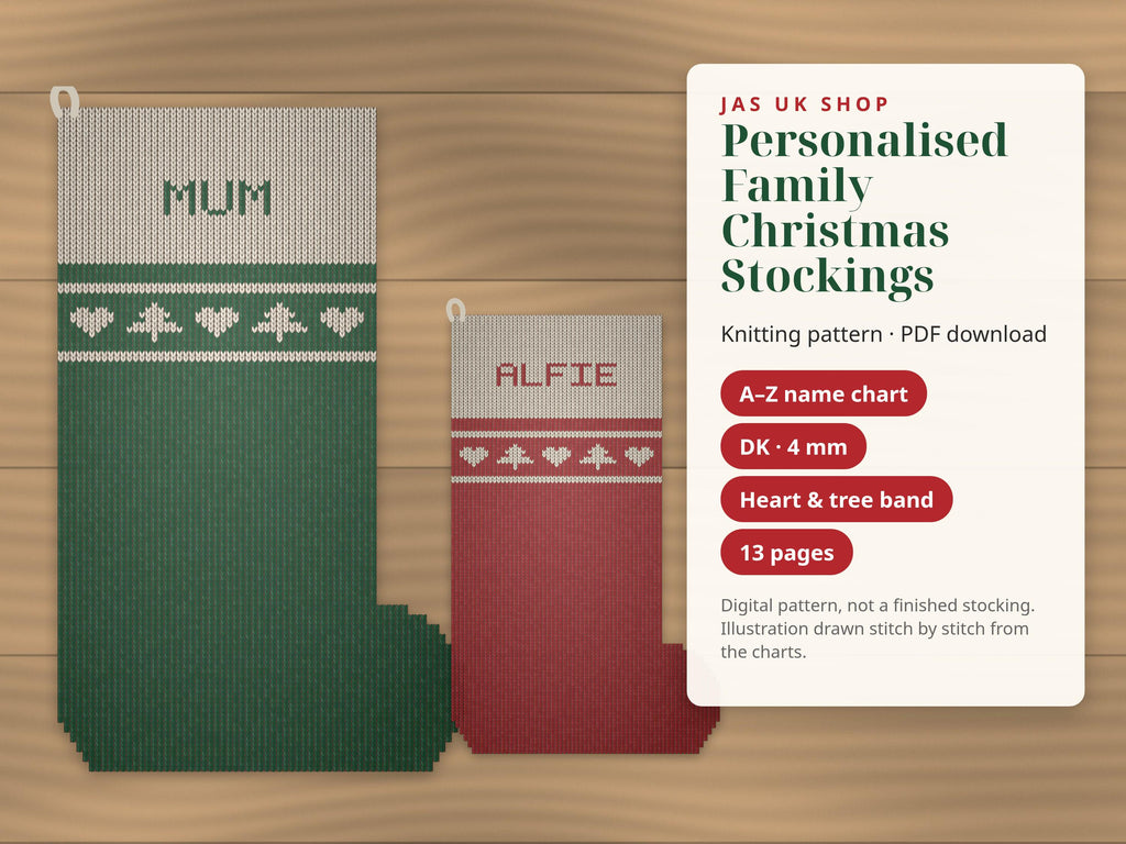 Christmas Stocking with Name, knitting pattern