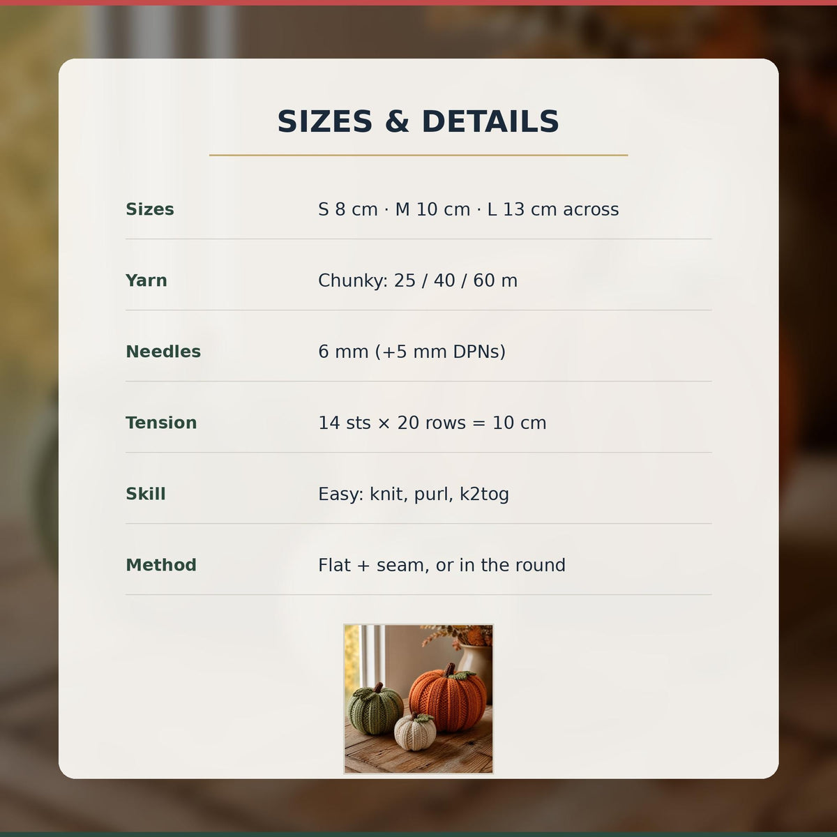 Ribbed Knit Pumpkin Knitting Pattern, photo 5