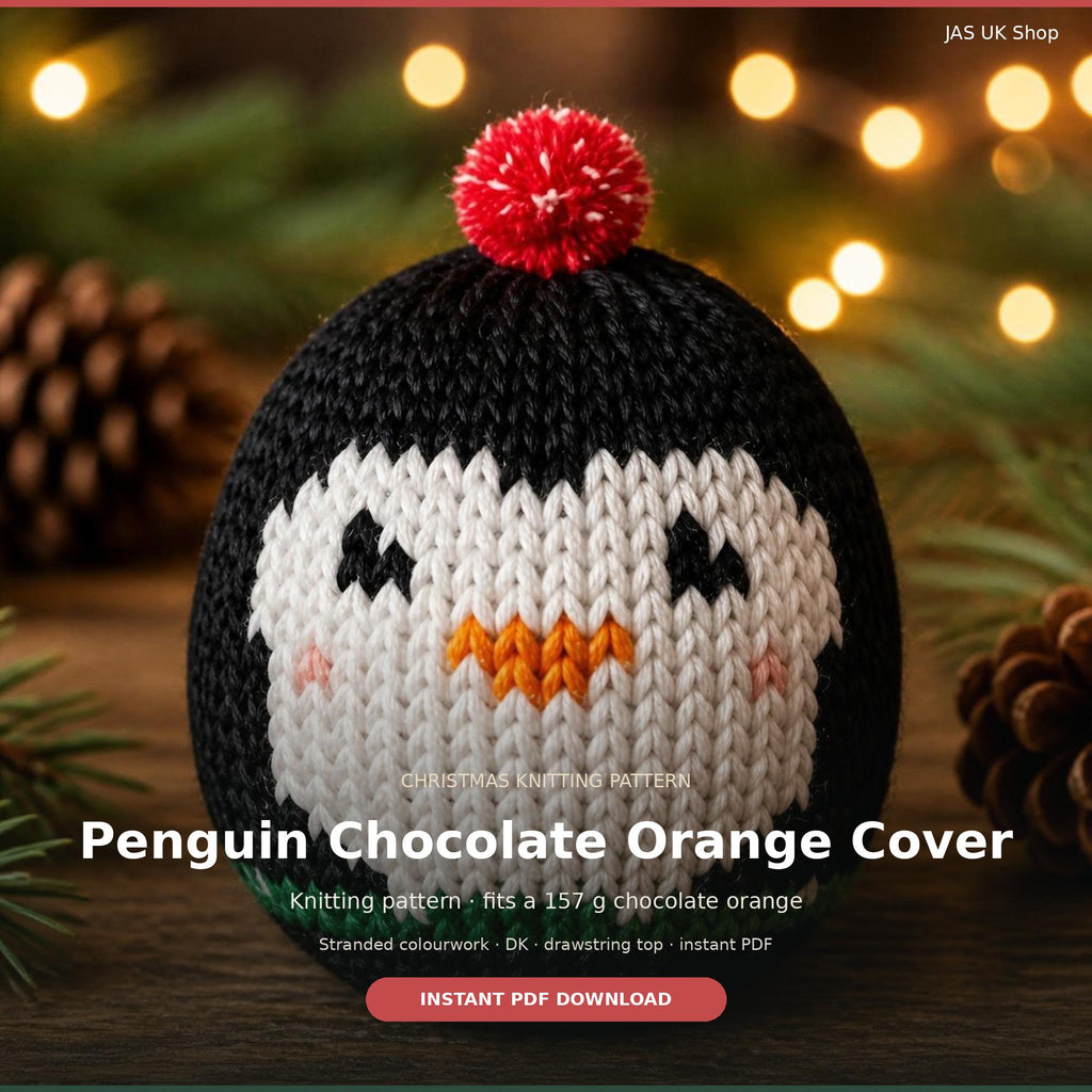 Penguin Chocolate Orange Cover, knitting pattern