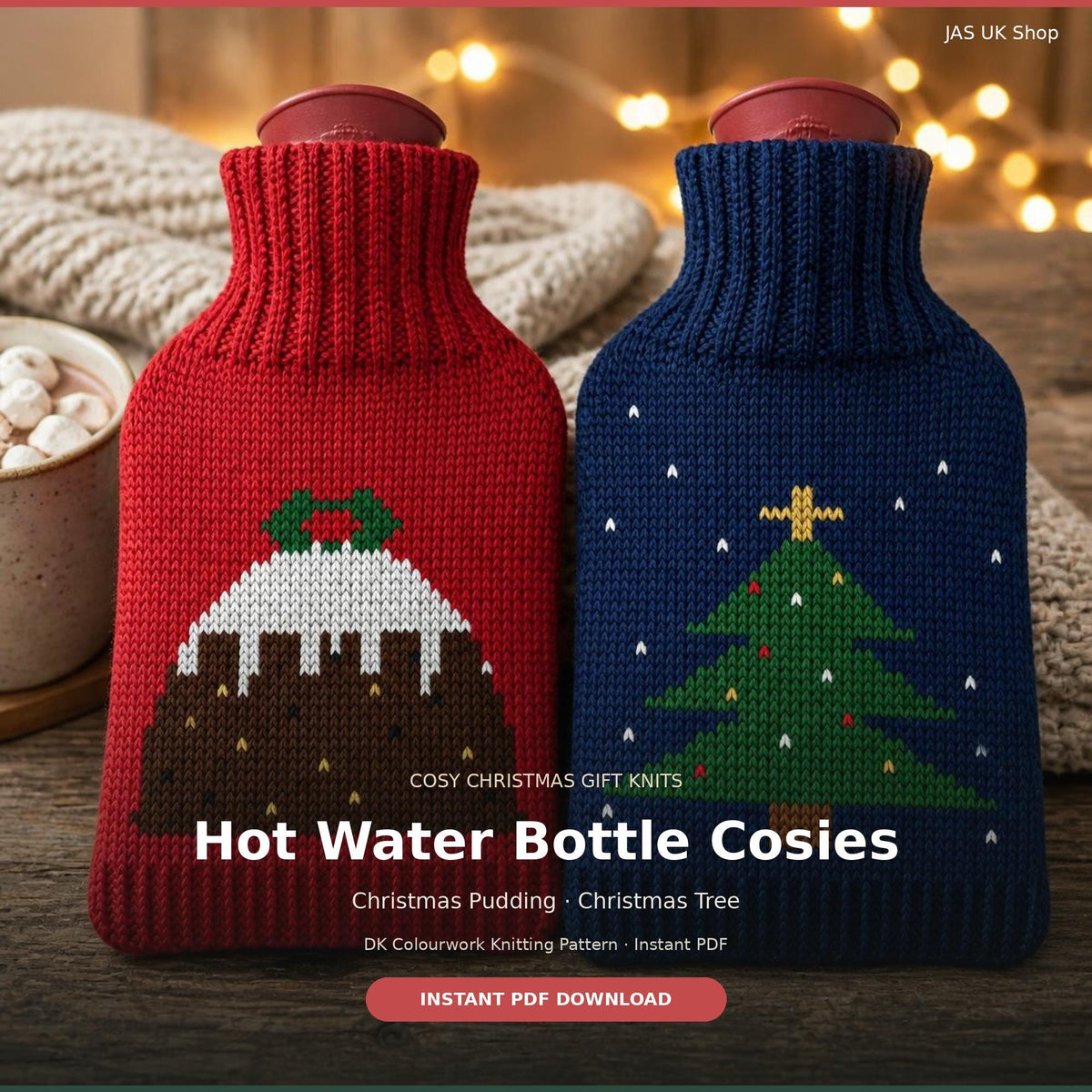 Christmas Hot Water Bottle Cover, knitting pattern, photo 3