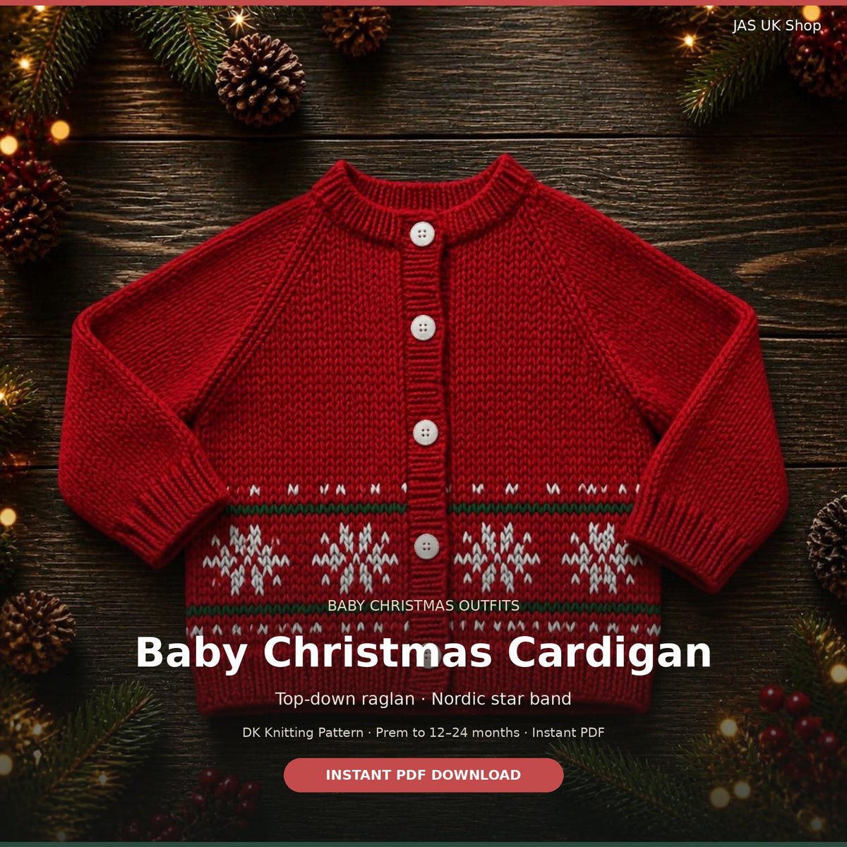 Baby Christmas Cardigan, knitting pattern