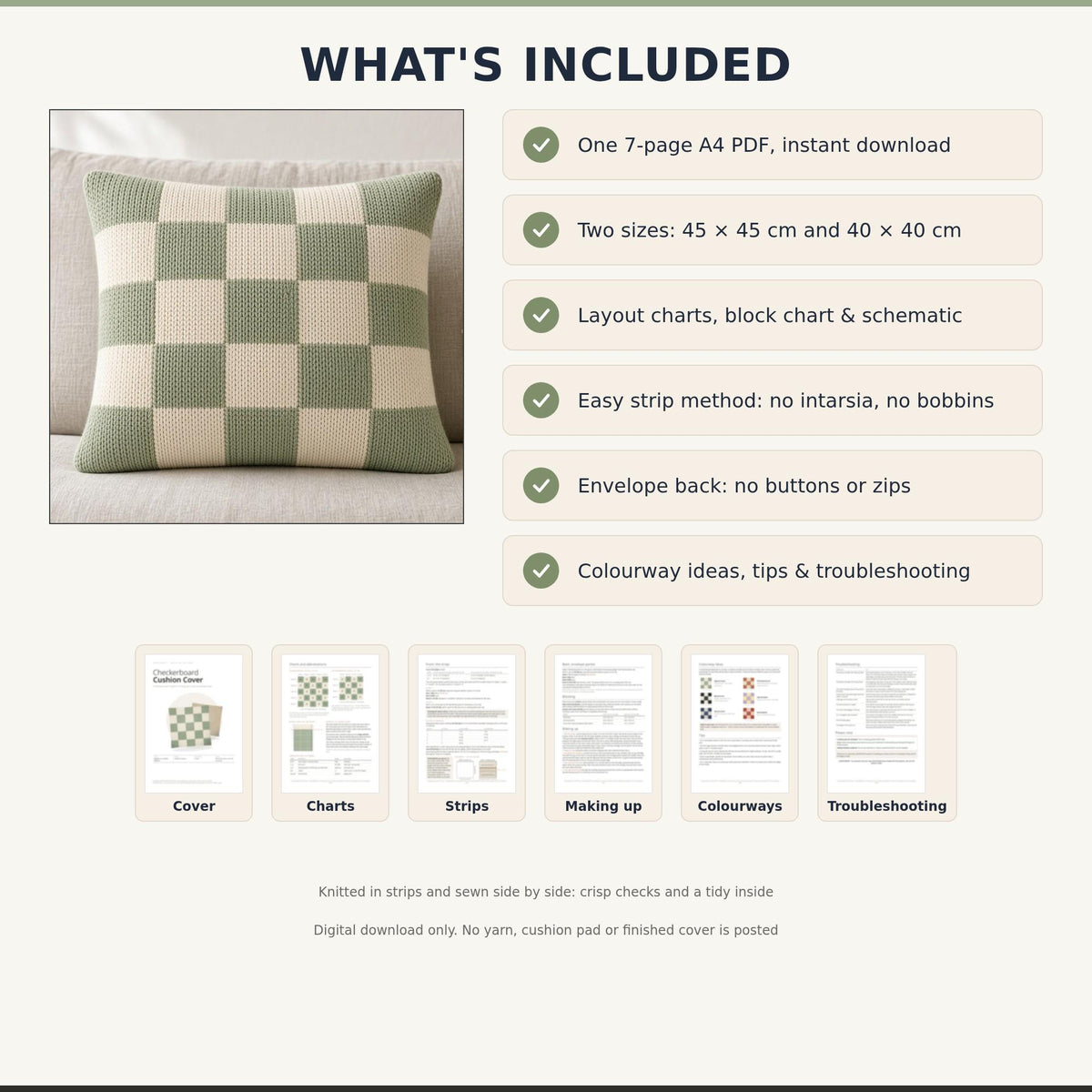 Checkerboard Cushion Cover, knitting pattern, photo 4