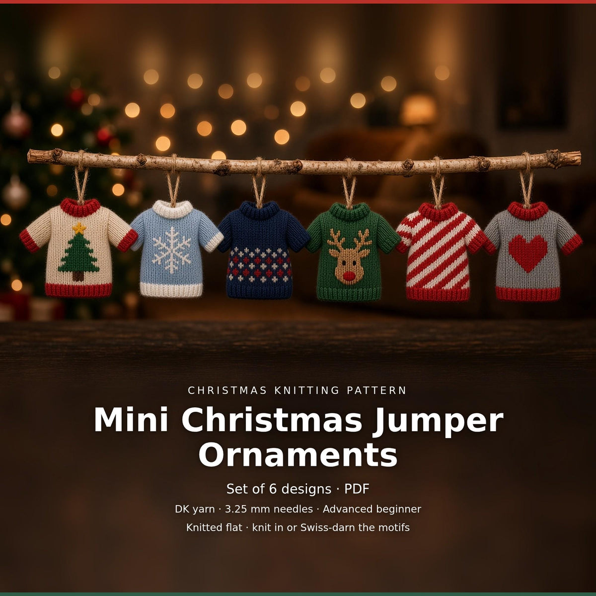 Mini Christmas Jumper Ornament, knitting pattern