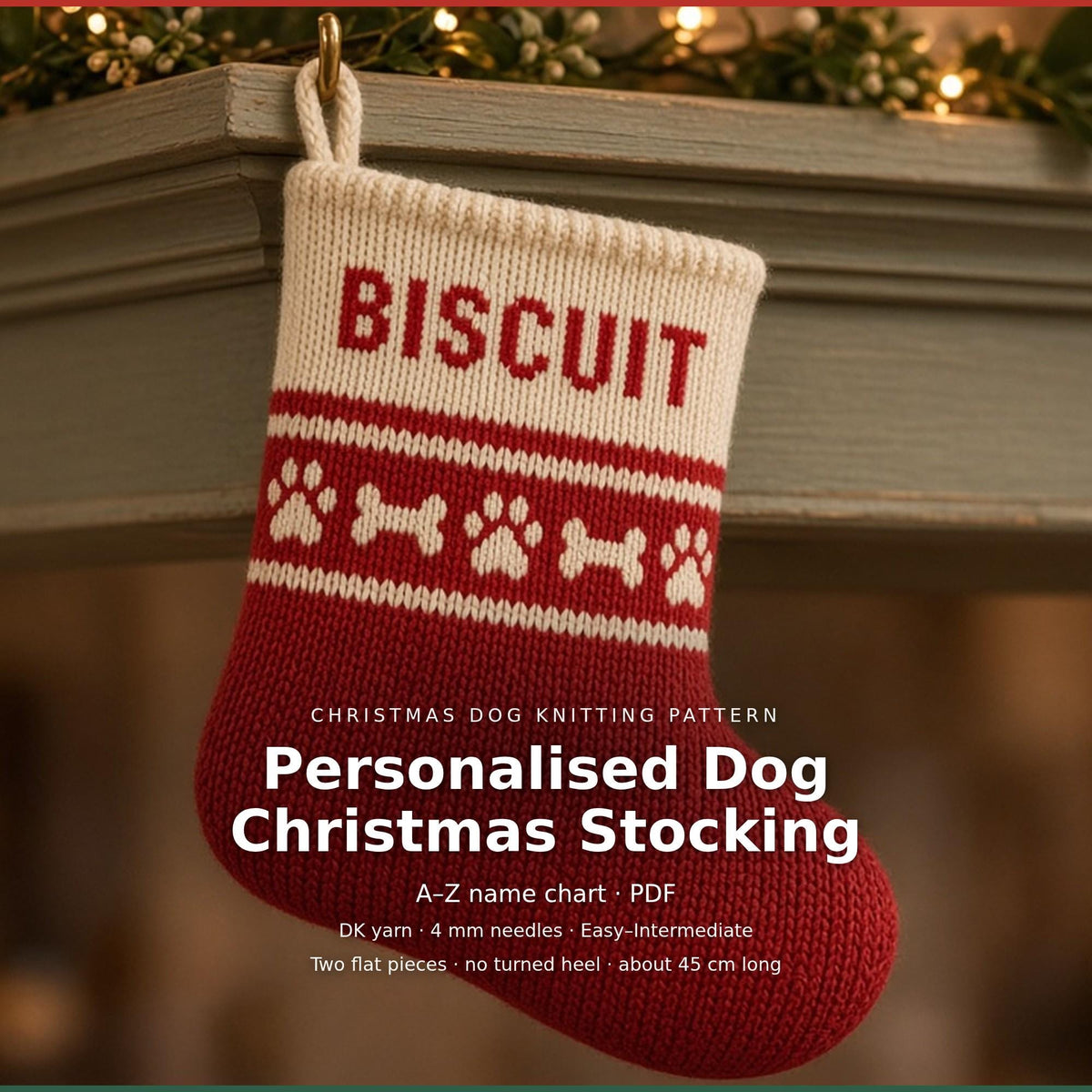 Personalised Dog Christmas Stocking, knitting pattern, photo 2