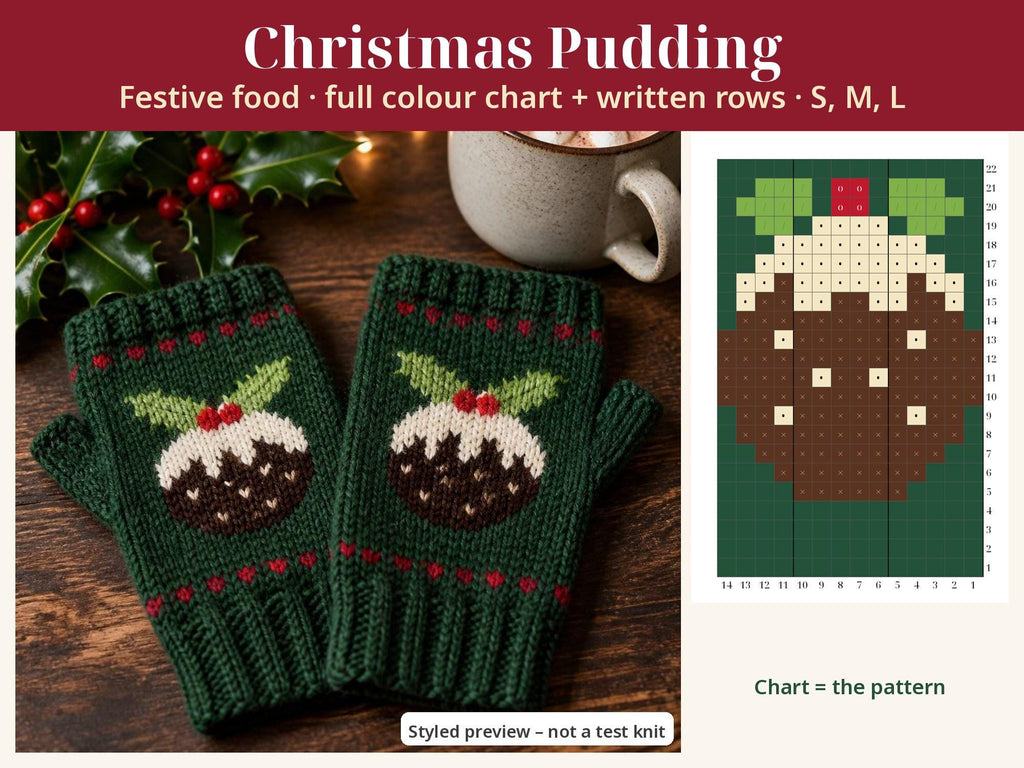 Christmas Fingerless Gloves, knitting pattern, photo 4