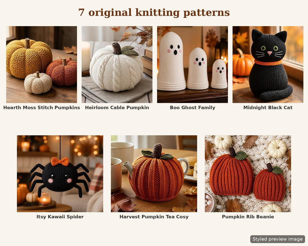 Autumn Halloween Knitting Pattern Bundle PDF + Free Bonus Pattern, photo 2