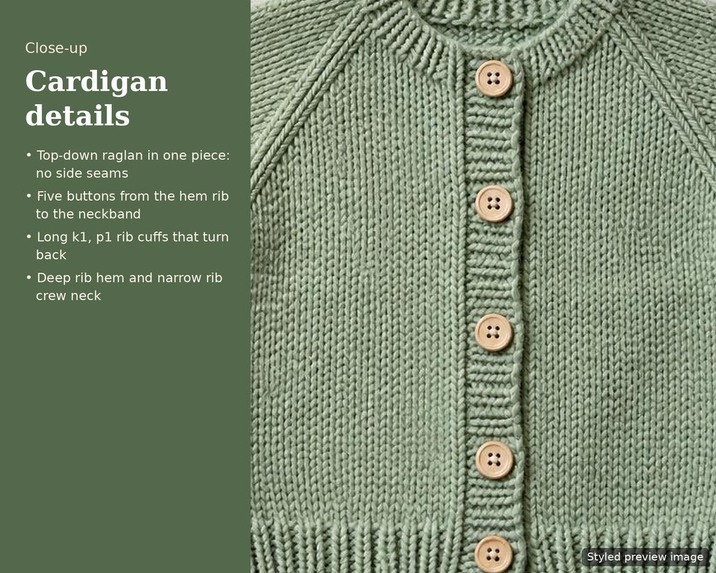 Baby Raglan Cardigan, knitting pattern, photo 2