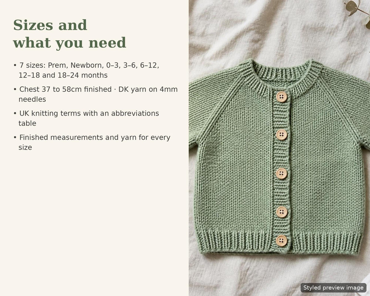 Baby Raglan Cardigan, knitting pattern, photo 4