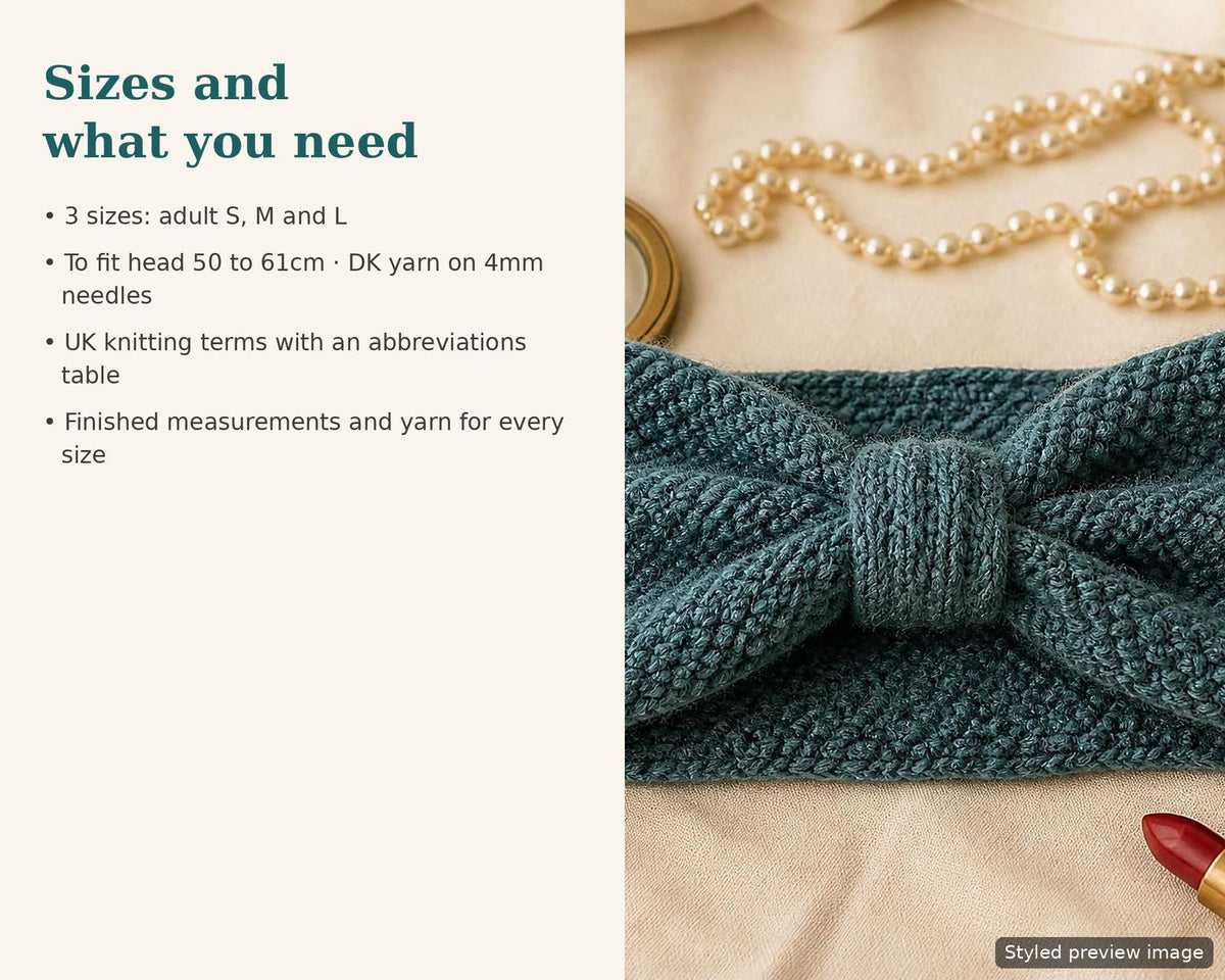 1940s Turban Headband, knitting pattern, photo 4