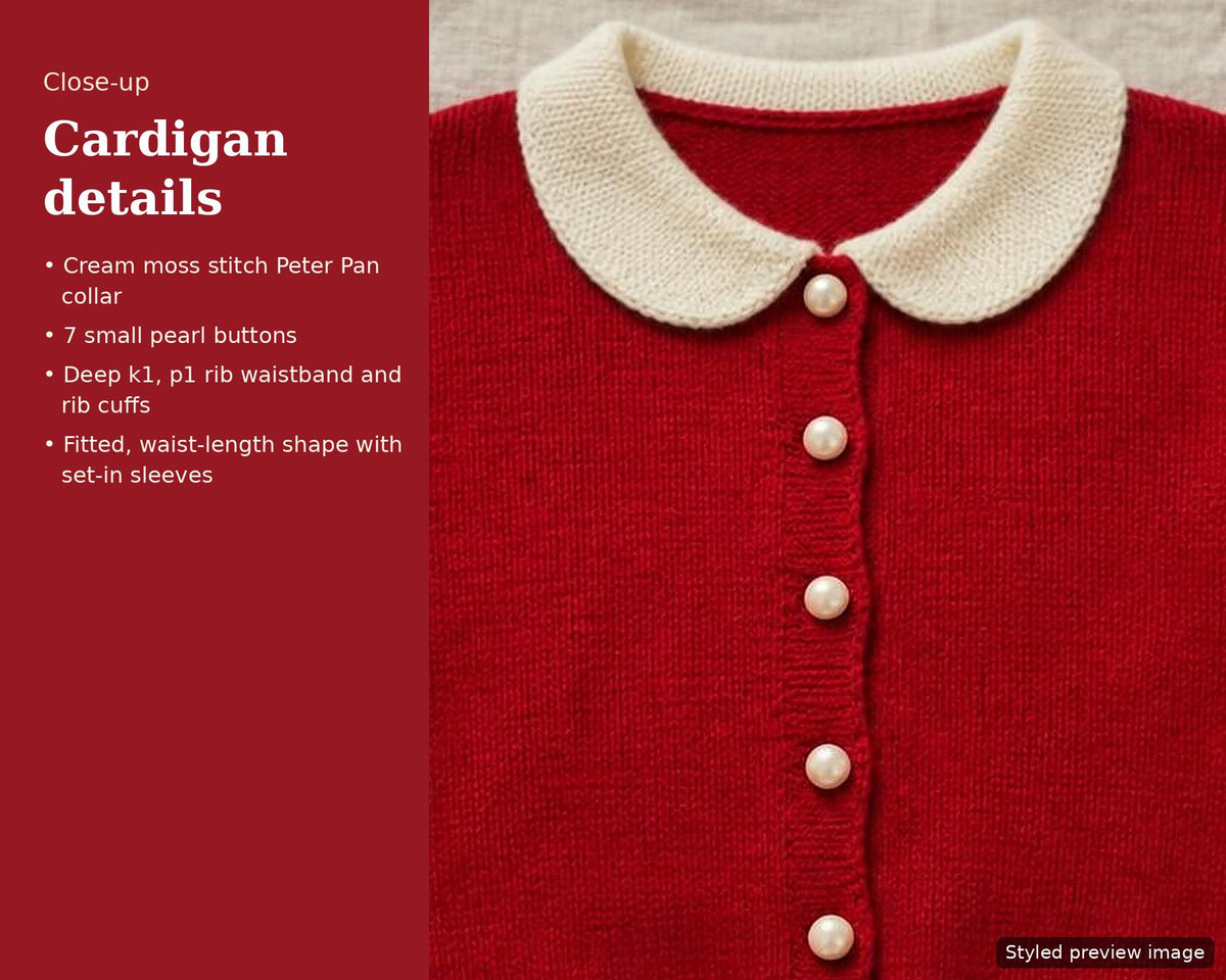 1950s Peter Pan Collar Cardigan, knitting pattern, photo 2