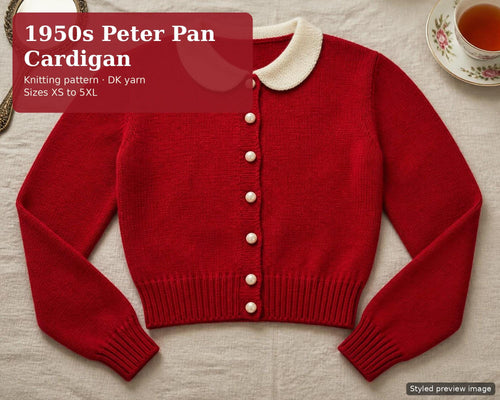 1950s Peter Pan Collar Cardigan, knitting pattern
