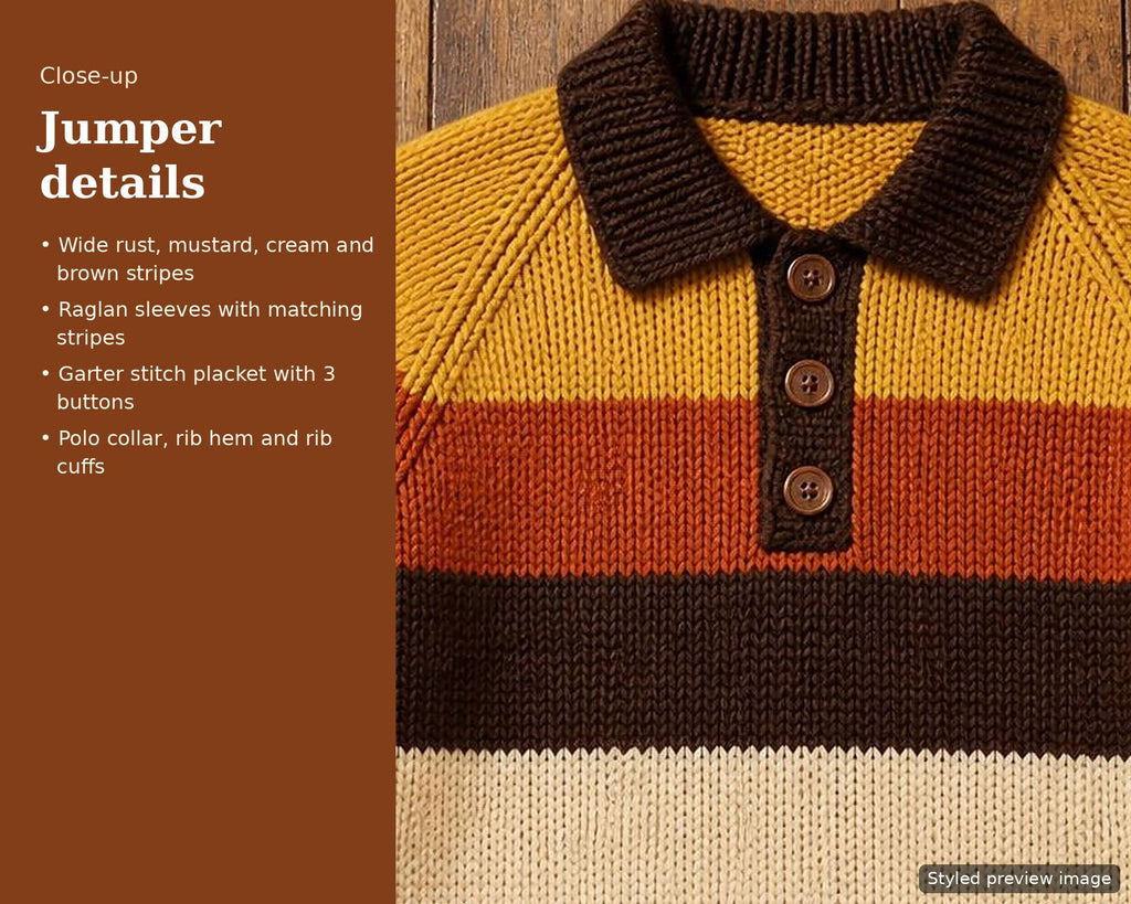 1970s Striped Polo Jumper, knitting pattern, photo 2