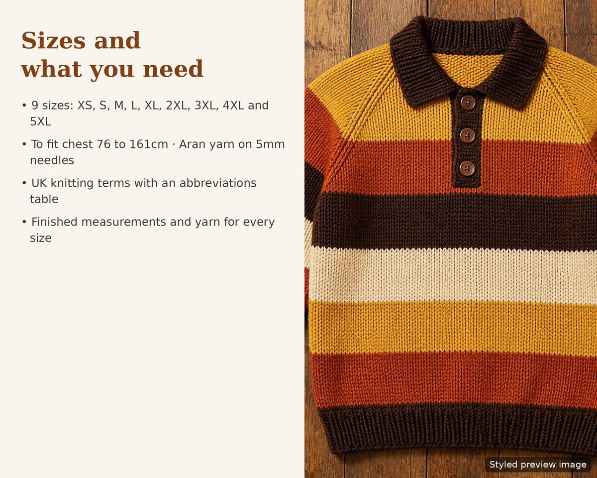 1970s Striped Polo Jumper, knitting pattern, photo 4