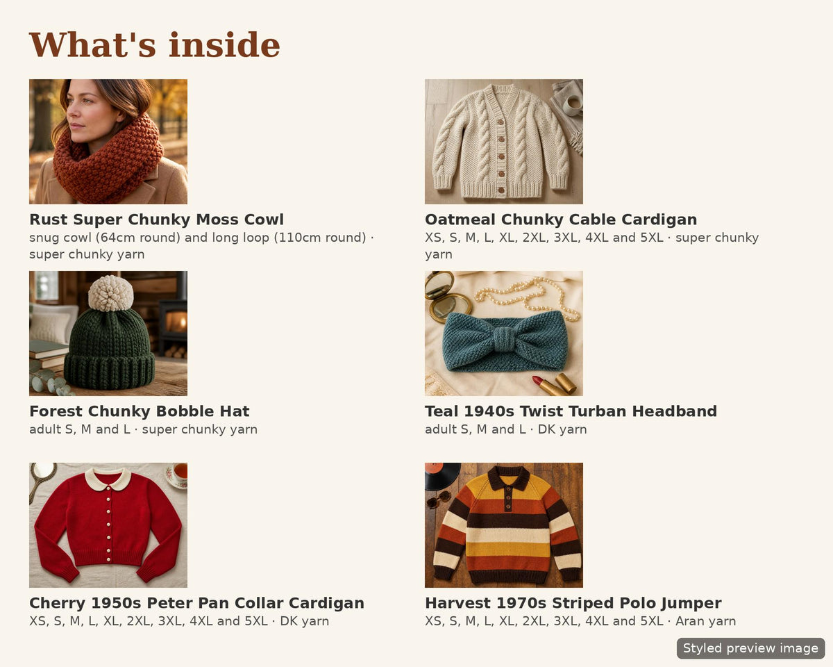 Chunky and Vintage Knitting Pattern Bundle PDF, photo 4