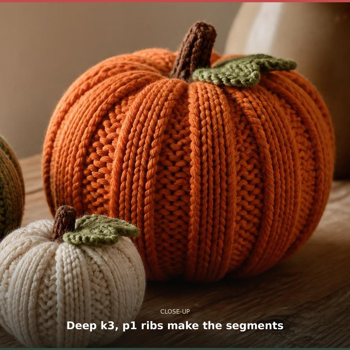 Ribbed Knit Pumpkin Knitting Pattern, photo 3