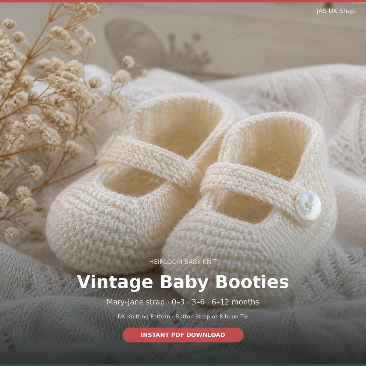 Vintage Baby Booties, knitting pattern, photo 3