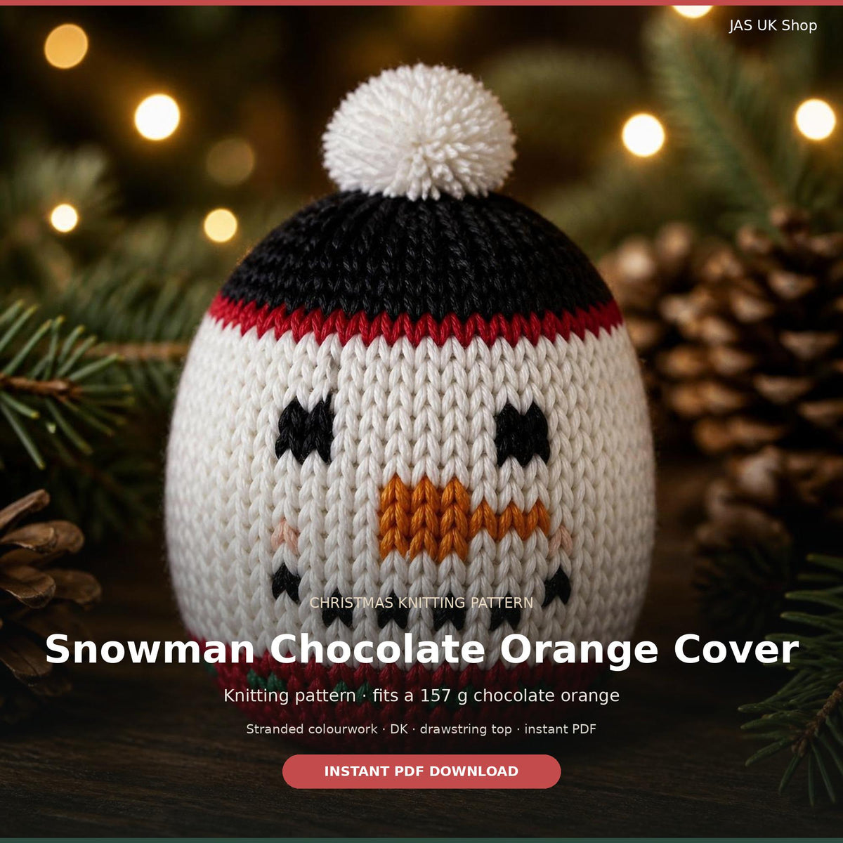 Snowman Chocolate Orange Cover, knitting pattern