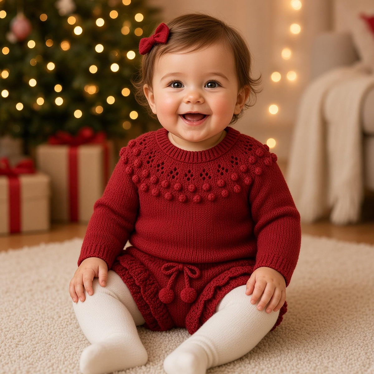 Baby Lace Yoke Jumper & Ruffle Knicker Cover, knitting pattern, photo 3