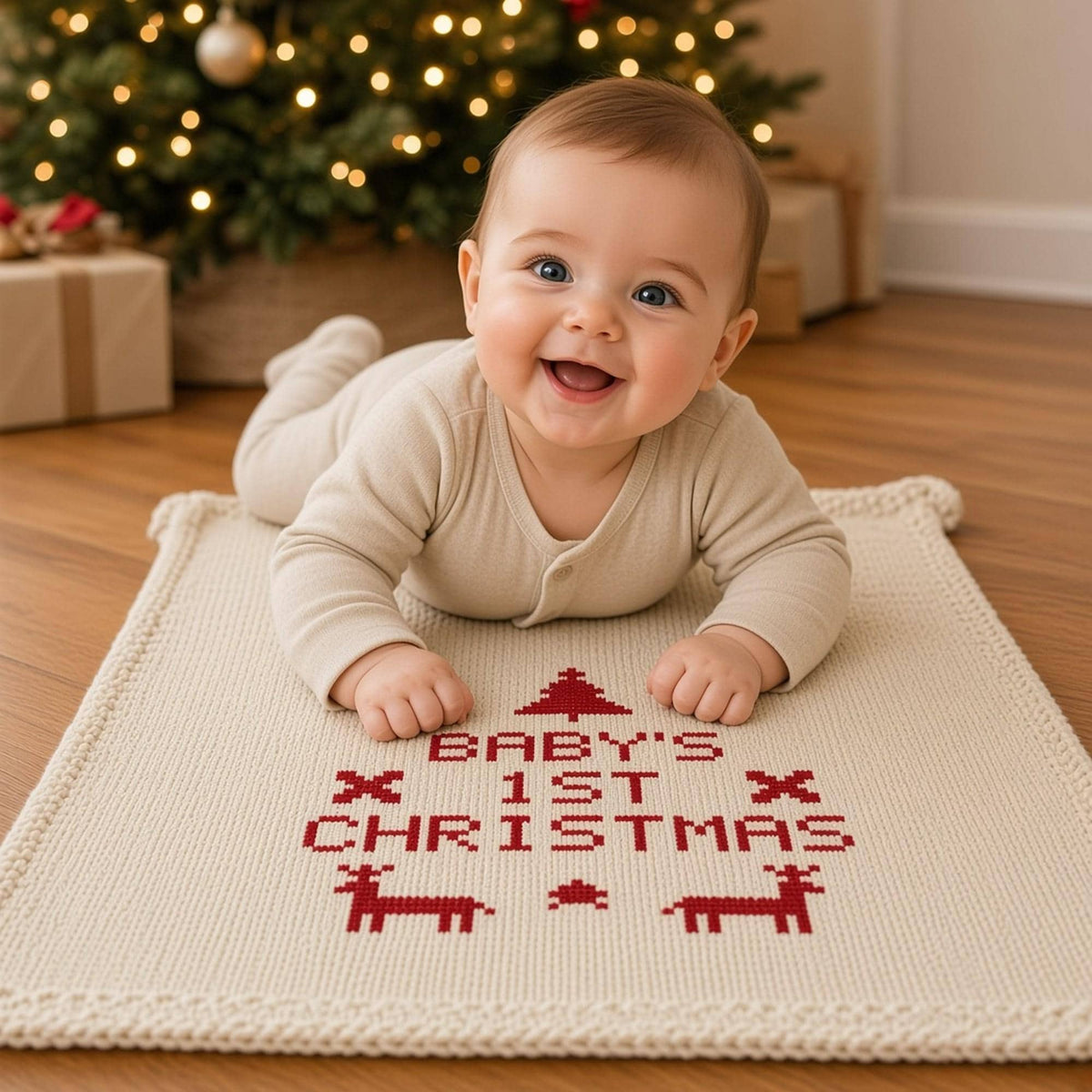 Baby's First Christmas Blanket, knitting pattern